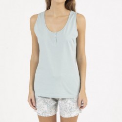 Pijama corto algodón Ninfa verde menta