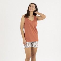 Pijama corto algodón Isabel teja