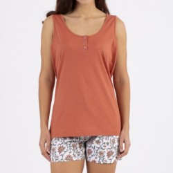 Pijama corto algodón Isabel teja