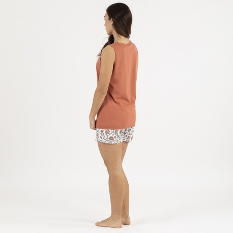 Pijama corto algodón Isabel teja