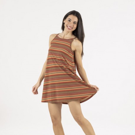 Vestido corto tirantes crepe Emily teja