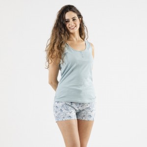 Pijama corto algodón Venice azul