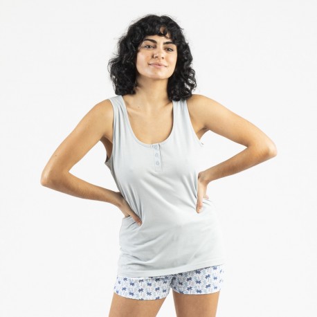 Pijama corto algodón Gaia indigo