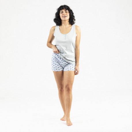 Pijama corto algodón Gaia indigo