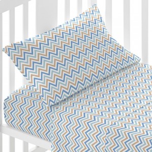 Juego de sábanas algodón Raya Peluche celeste cuna 2