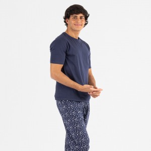 Pijama hombre manga corta Yelco azul marino 2
