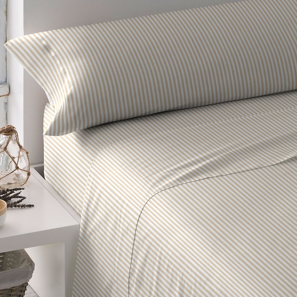 Juego de sábanas algodón Raya Kodac arena