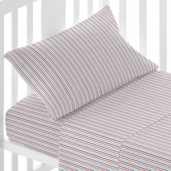 Juego de sábanas algodón Raya York azul marino cuna