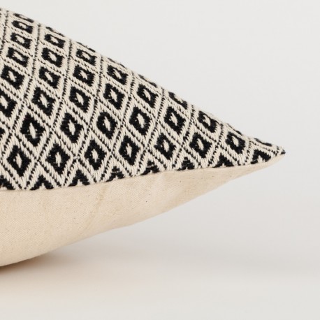 Cojín rectangular algodón 30x50 Rombito negro - funda + relleno