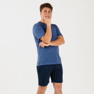 Pijama corto algodón hombre Alfredo indigo