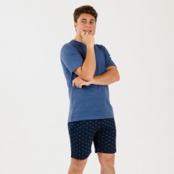 Pijama corto algodón hombre Alfredo indigo