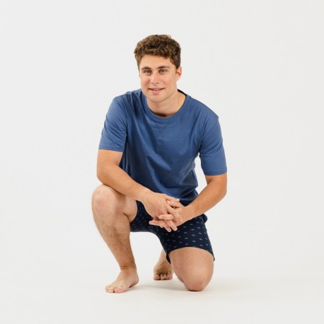 Pijama corto algodón hombre Alfredo indigo