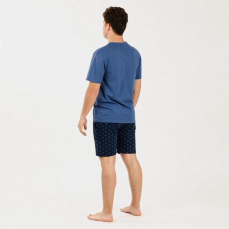Pijama corto algodón hombre Alfredo indigo