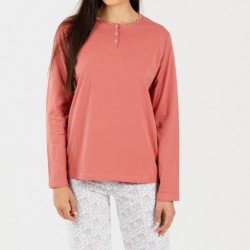 Pijama largo algodón Lorena marsala