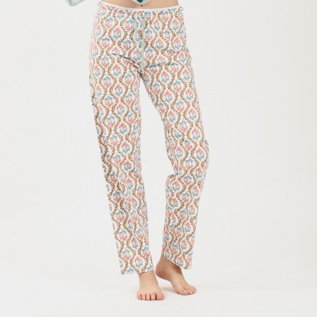 Pijama largo algodón Fabiola verde tiffany