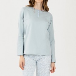 Pijama largo algodón Angelica celeste