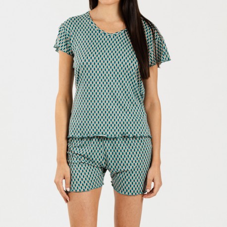 Pijama corto mujer punto sedoso Dueña verde