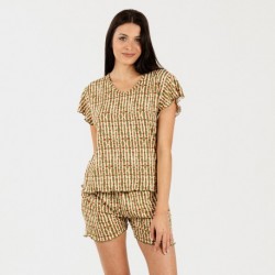 Pijama corto mujer punto sedoso Erina verde caceria