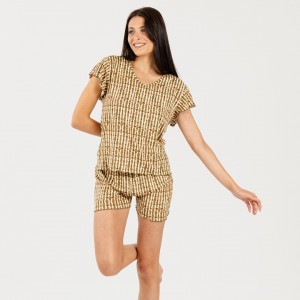 Pijama corto mujer punto sedoso Erina verde caceria 2