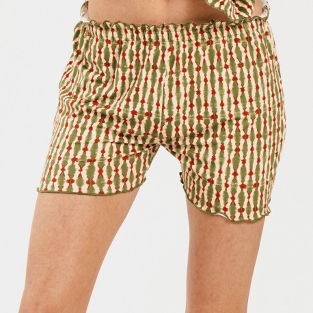 Pijama corto mujer punto sedoso Erina verde caceria