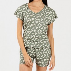 Pijama manga corta mujer soft Indira verde caceria