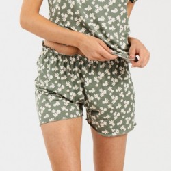 Pijama manga corta mujer soft Indira verde caceria