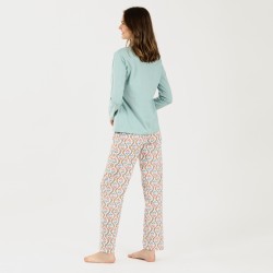 Pijama largo algodón Fabiola verde tiffany