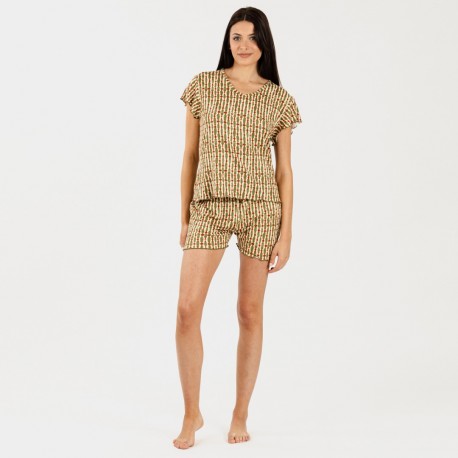 Pijama corto mujer punto sedoso Erina verde caceria