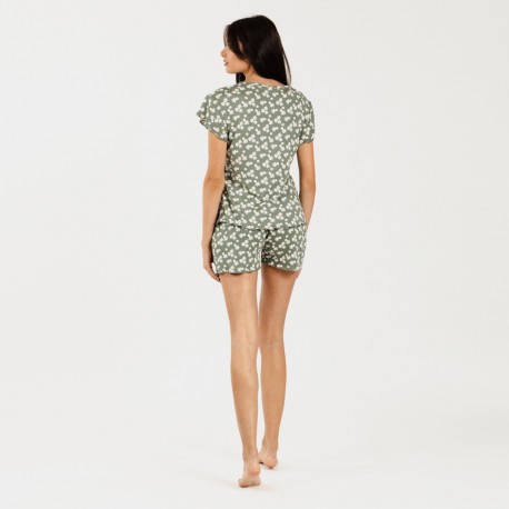 Pijama manga corta mujer soft Indira verde caceria