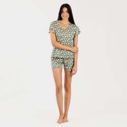 Pijama manga corta mujer soft Indira verde caceria