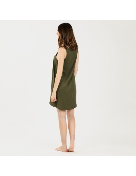 Camisón tirantes punto sedoso verde caceria