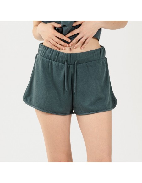 Conjunto deportivo short mujer verde azulado