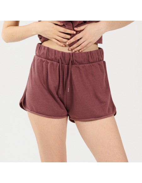 Conjunto deportivo short mujer berenjena