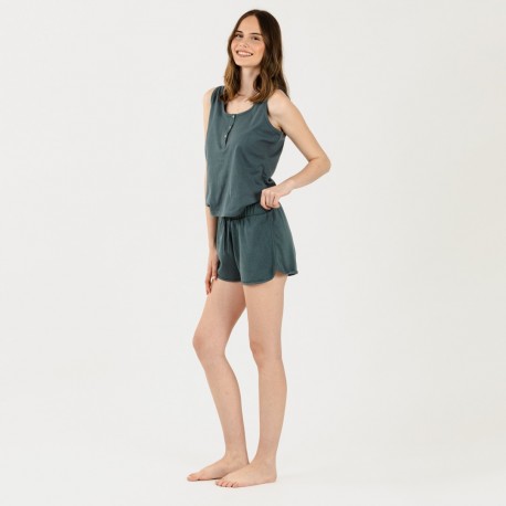 Conjunto deportivo short mujer verde azulado