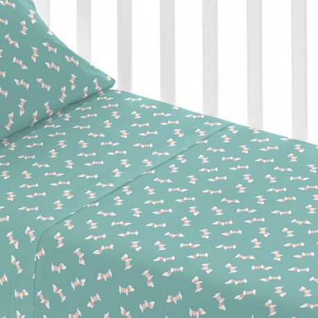 Juego de sábanas algodón Ponder verde azulado cuna