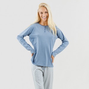 Pijama largo algodón Michelle indigo