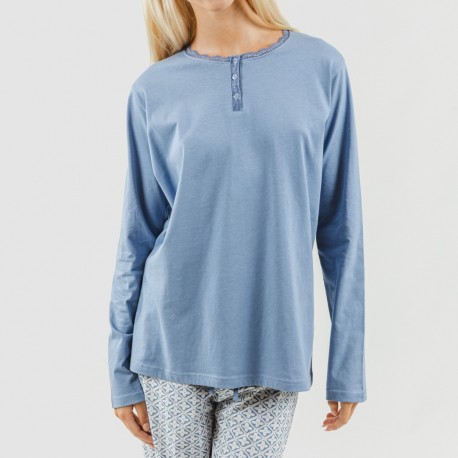 Pijama largo algodón Michelle indigo