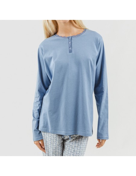 Pijama largo algodón Michelle indigo