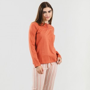 Pijama largo algodón Raya Alejandra teja 2