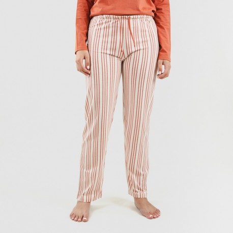 Pijama largo algodón Raya Alejandra teja