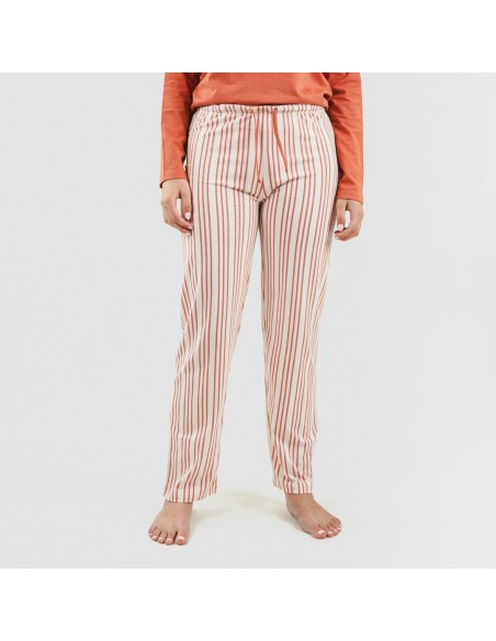 Pijama largo algodón Raya Alejandra teja