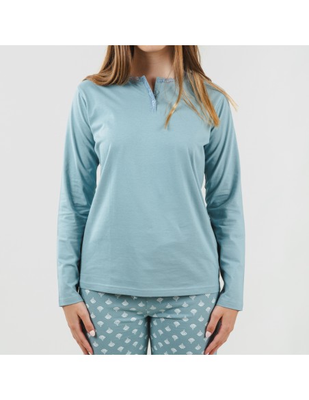 Pijama largo algodón Summer indigo