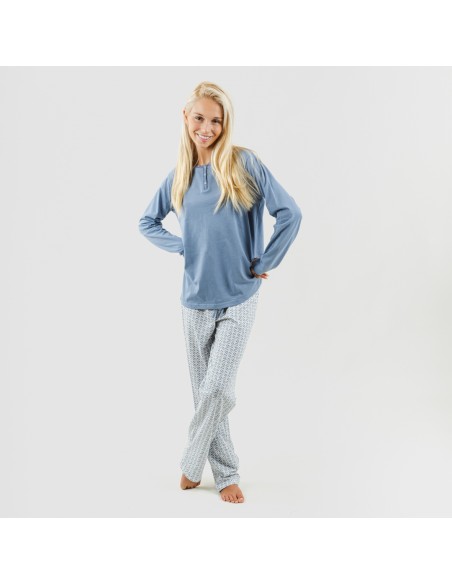Pijama largo algodón Michelle indigo