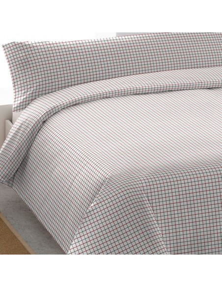 Funda nórdica algodón Hank verde burdeos