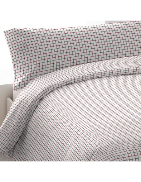 Funda nórdica algodón Hank verde burdeos