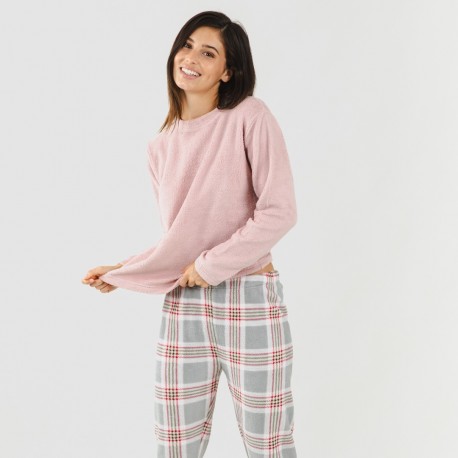 Pijama coral Cuadro Salema rosa