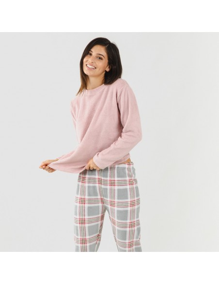 Pijama coral Cuadro Salema rosa