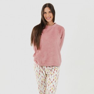 Pijama coral Manchitas malva rosa