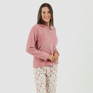 Pijama coral Manchitas malva rosa 2