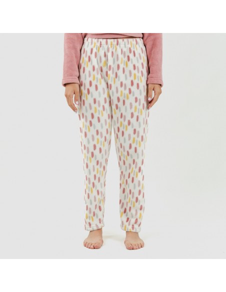 Pijama coral Manchitas malva rosa